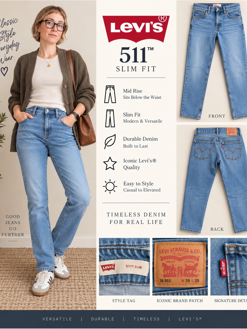 Levi’s 511 Slim Jeans 18 REG W29 L29 Light Wash Denim